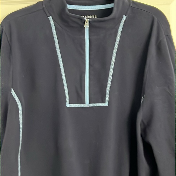 Talbots Navy Blue Pullover with Light Blue Trim - Picture 2 of 10